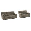 Bowery Hill Reclining Sofa and Loveseat Set in Gray Polyester Fabric