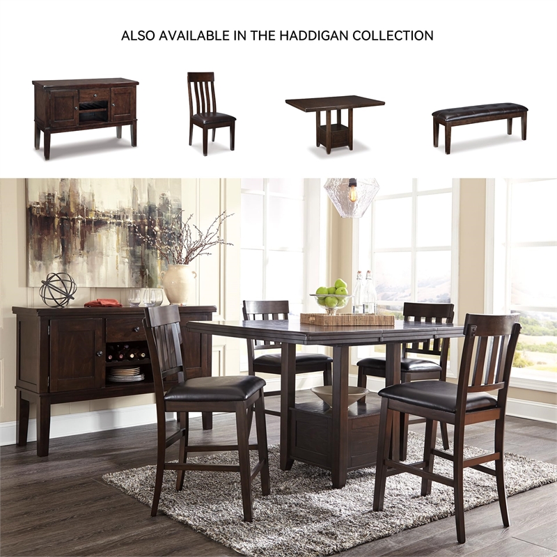 Bowery Hill Counter Height Dining Set of Table & 6 Stools in Dark Brown