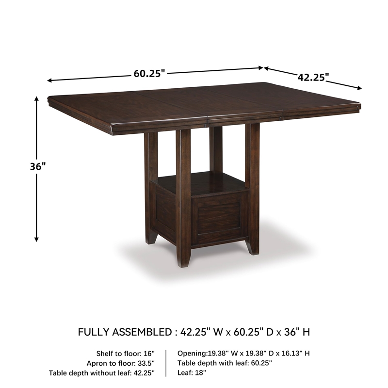 Bowery Hill Counter Height Dining Set of Table & 6 Stools in Dark Brown