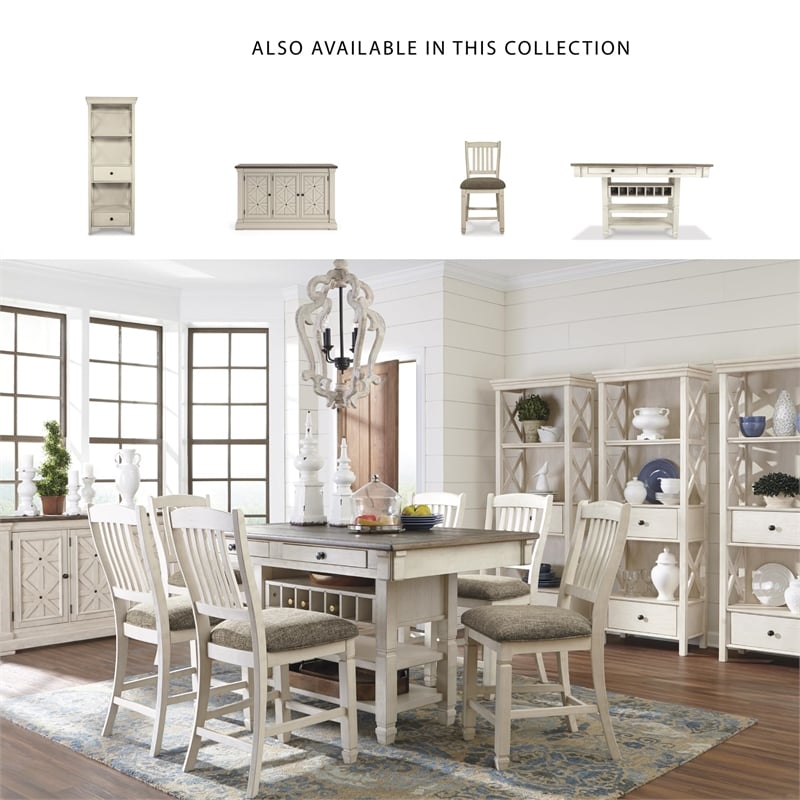 Bowery Hill 5-Pc Counter Height Dining Set in Antique White & Weathered Oak