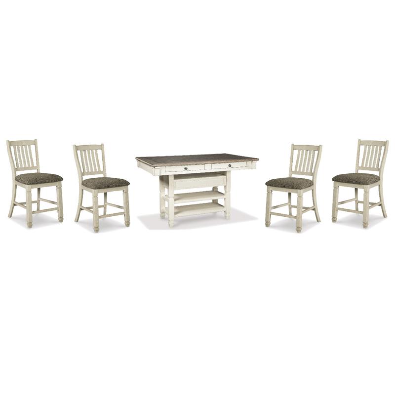 Bowery Hill 5-Pc Counter Height Dining Set in Antique White & Weathered Oak