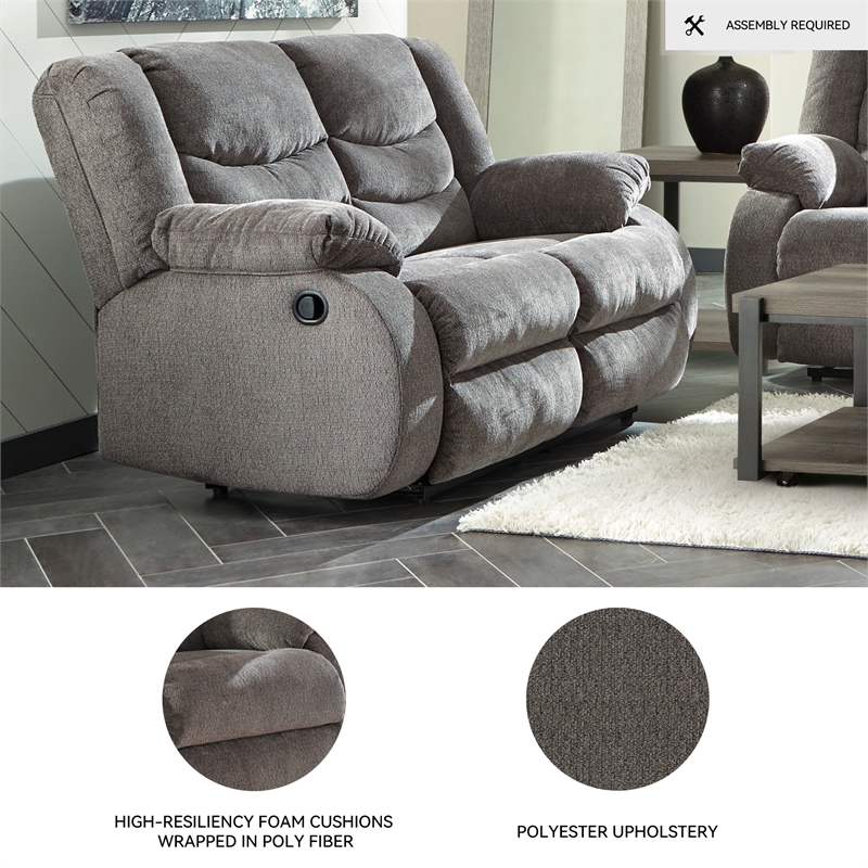 Bowery Hill Reclining Loveseat & Sofa Set in Gray Chenille Fabric