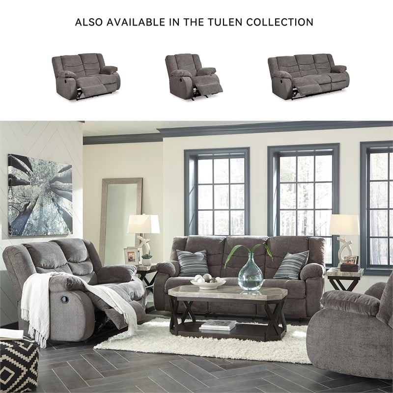 Bowery Hill Reclining Loveseat & Sofa Set in Gray Chenille Fabric