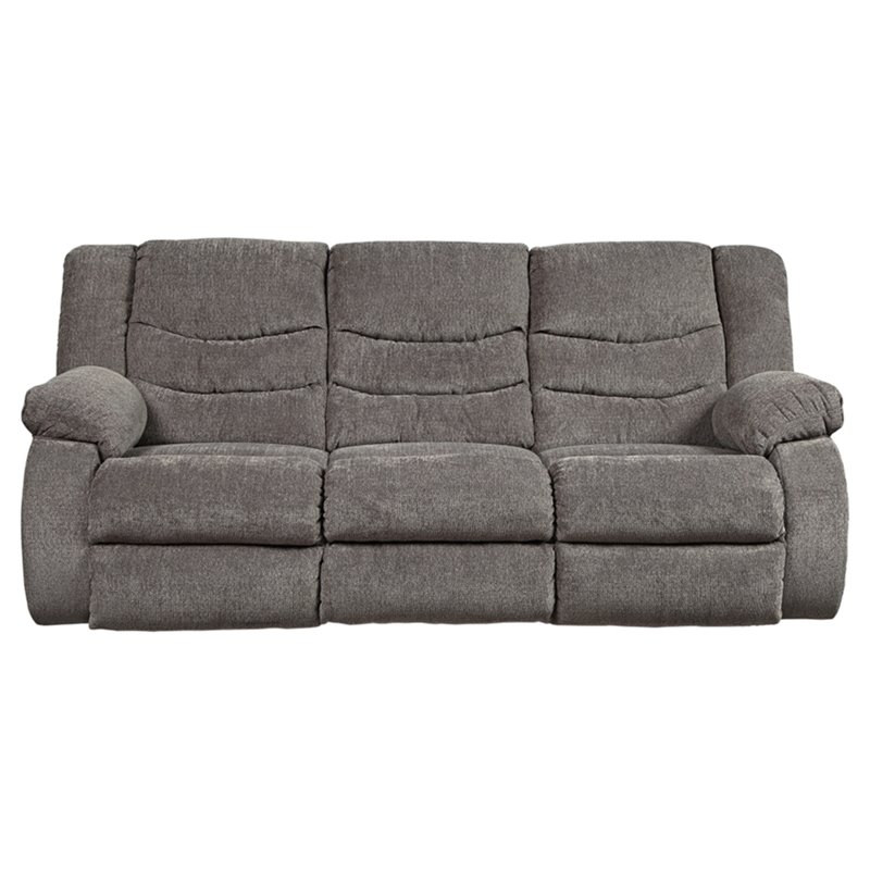 Bowery Hill Reclining Loveseat & Sofa Set in Gray Chenille Fabric