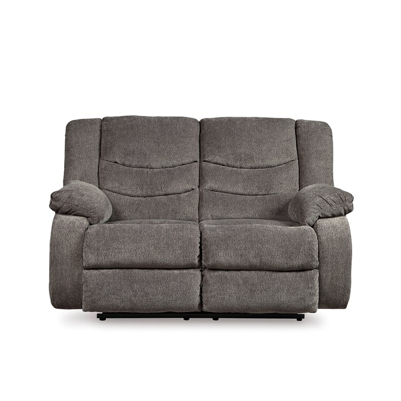 Bowery Hill Reclining Loveseat & Sofa Set in Gray Chenille Fabric