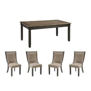 Bowery Hill 5-Piece Dining Set of Upholstered Side Chairs and Table