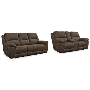 Bowery Hill 2-Piece Reclining Sofa & Loveseat Set in Espresso Faux Leather
