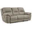 Bowery Hill Reclining Sofa & Loveseat Set in Light Gray Faux Leather