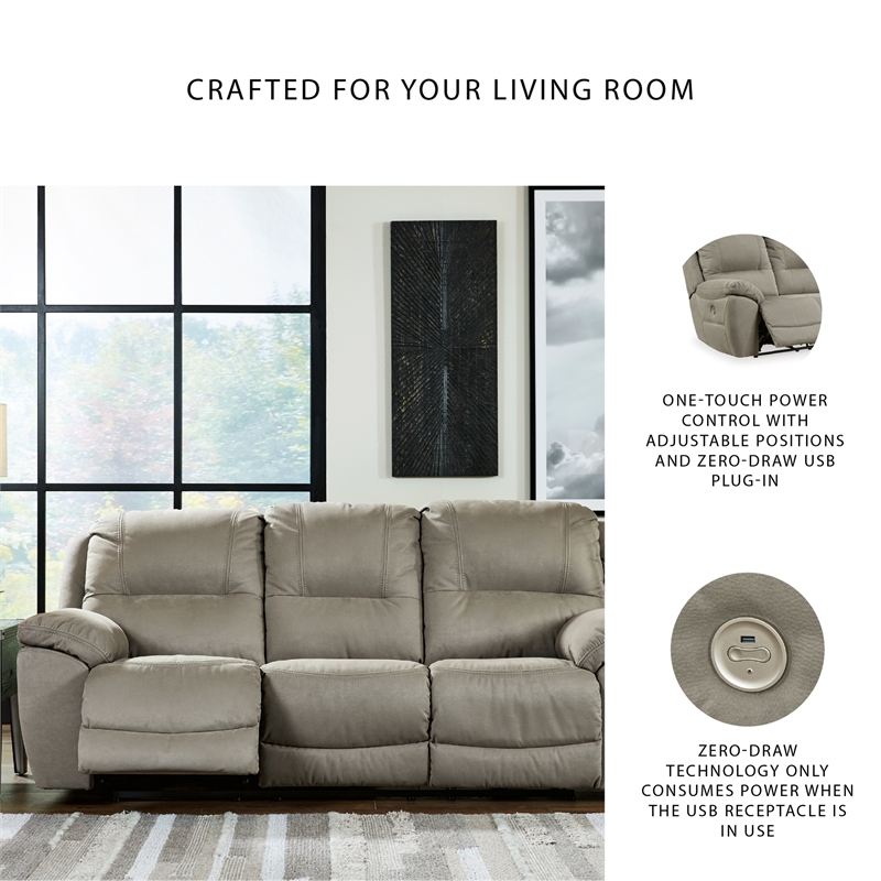 Bowery Hill Reclining Sofa & Loveseat Set in Light Gray Faux Leather