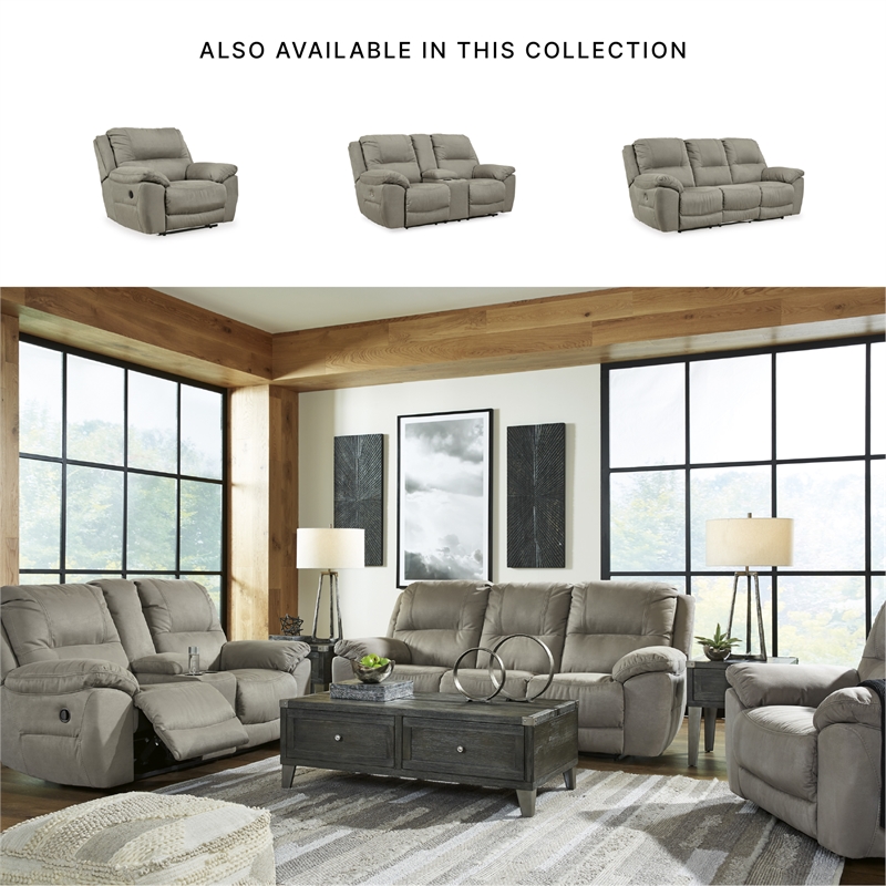 Bowery Hill Reclining Sofa & Loveseat Set in Light Gray Faux Leather