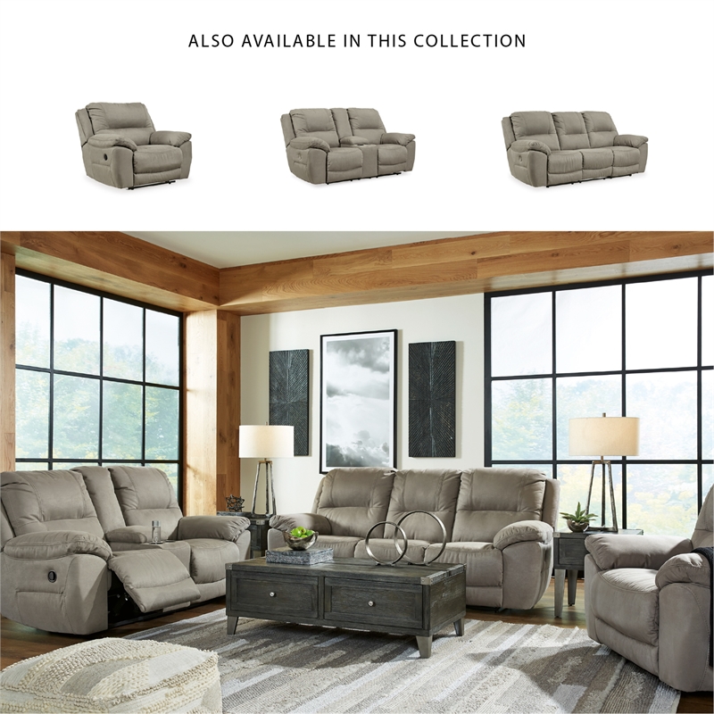 Bowery Hill Reclining Sofa & Loveseat Set in Light Gray Faux Leather