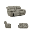 Bowery Hill Reclining Sofa & Loveseat Set in Light Gray Faux Leather