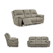 Bowery Hill Reclining Sofa & Loveseat Set in Light Gray Faux Leather