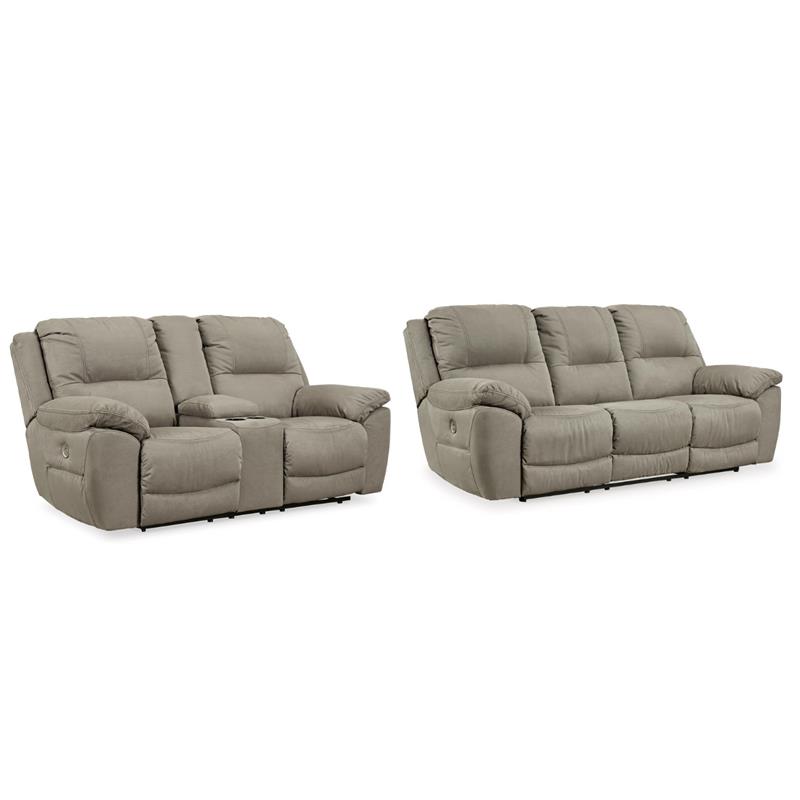 Bowery Hill Reclining Sofa & Loveseat Set in Light Gray Faux Leather