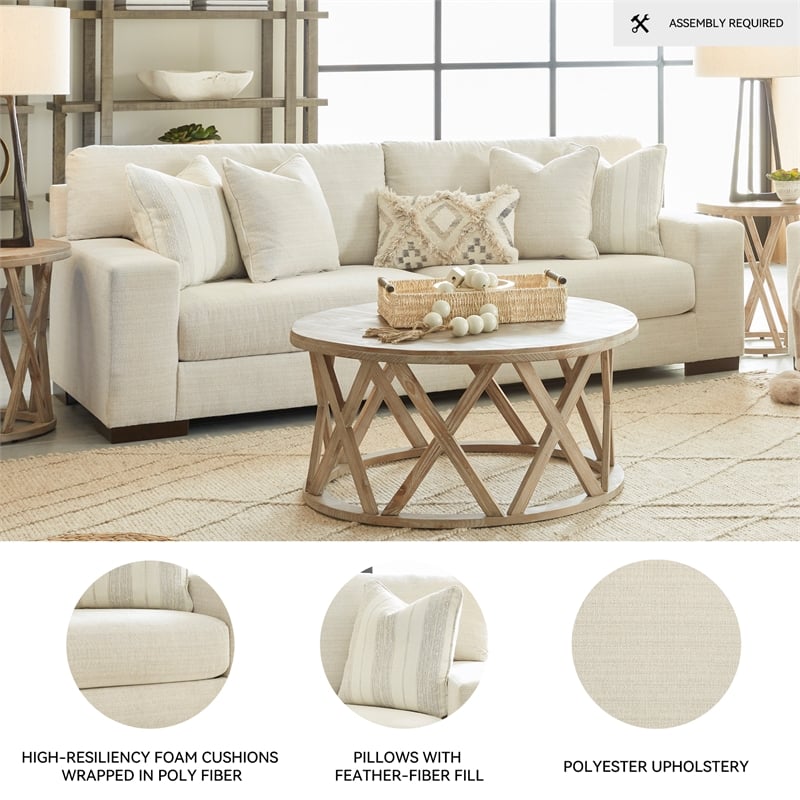 Bowery Hill 2-Piece Living Room Set of Sofa and Loveseat in Birch