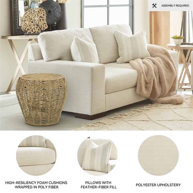 Bowery Hill 2-Piece Living Room Set of Sofa and Loveseat in Birch