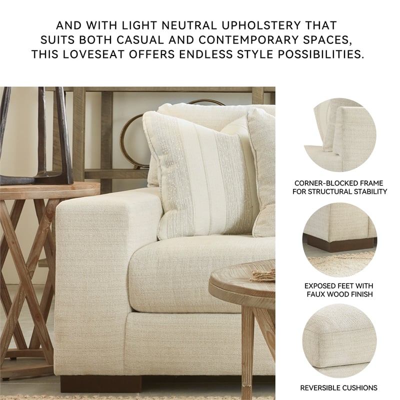 Bowery Hill 2-Piece Living Room Set of Sofa and Loveseat in Birch