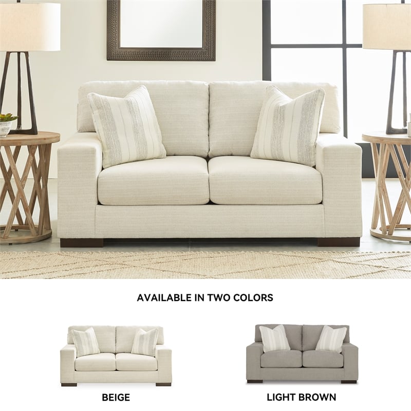 Bowery Hill 2-Piece Living Room Set of Sofa and Loveseat in Birch