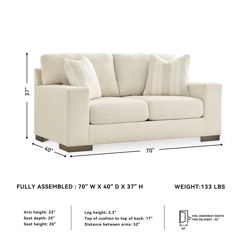 Bowery Hill 2-Piece Living Room Set of Sofa and Loveseat in Birch