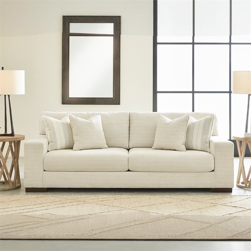 Bowery Hill 2-Piece Living Room Set of Sofa and Loveseat in Birch