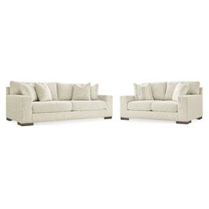 Bowery Hill 2-Piece Living Room Set of Sofa and Loveseat in Birch