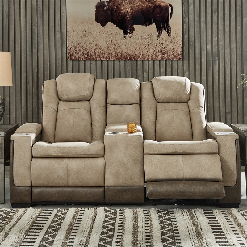Bowery Hill Brown Faux Leather Reclining Sofa and Loveseat Set
