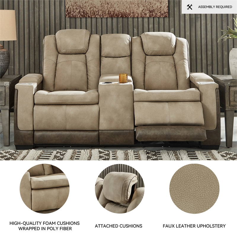 Bowery Hill Brown Faux Leather Reclining Sofa and Loveseat Set
