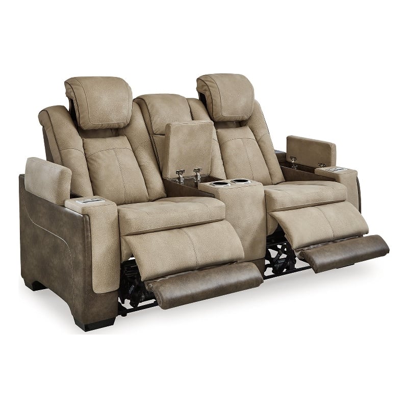 Bowery Hill Brown Faux Leather Reclining Sofa and Loveseat Set