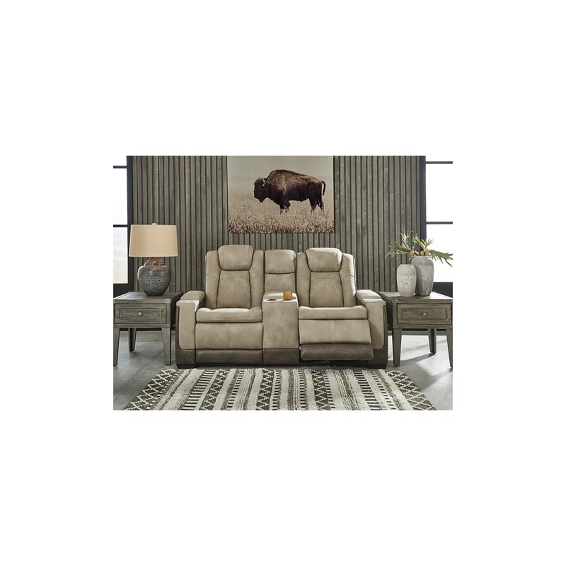 Bowery Hill Brown Faux Leather Reclining Sofa and Loveseat Set