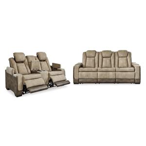 Bowery Hill Brown Faux Leather Reclining Sofa and Loveseat Set