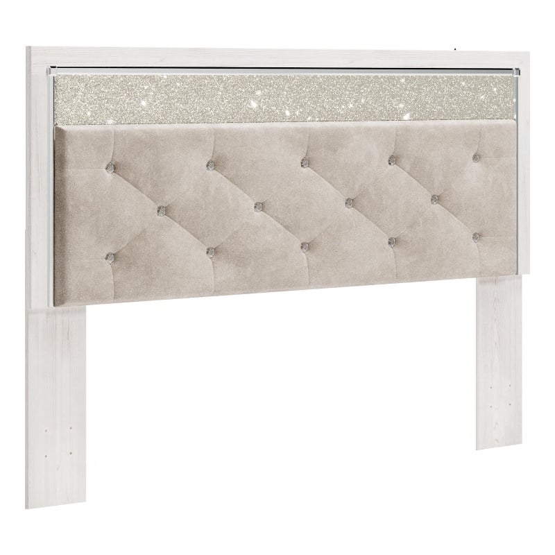 Bowery Hill White Upholstered King Headboard & 6-Drawer Dresser Set