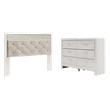 Bowery Hill White Upholstered King Headboard & 6-Drawer Dresser Set