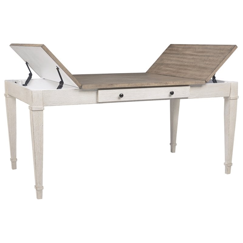 Bowery Hill 5-Piece Dining Set of Table and 4 Chairs in White and Light Brown