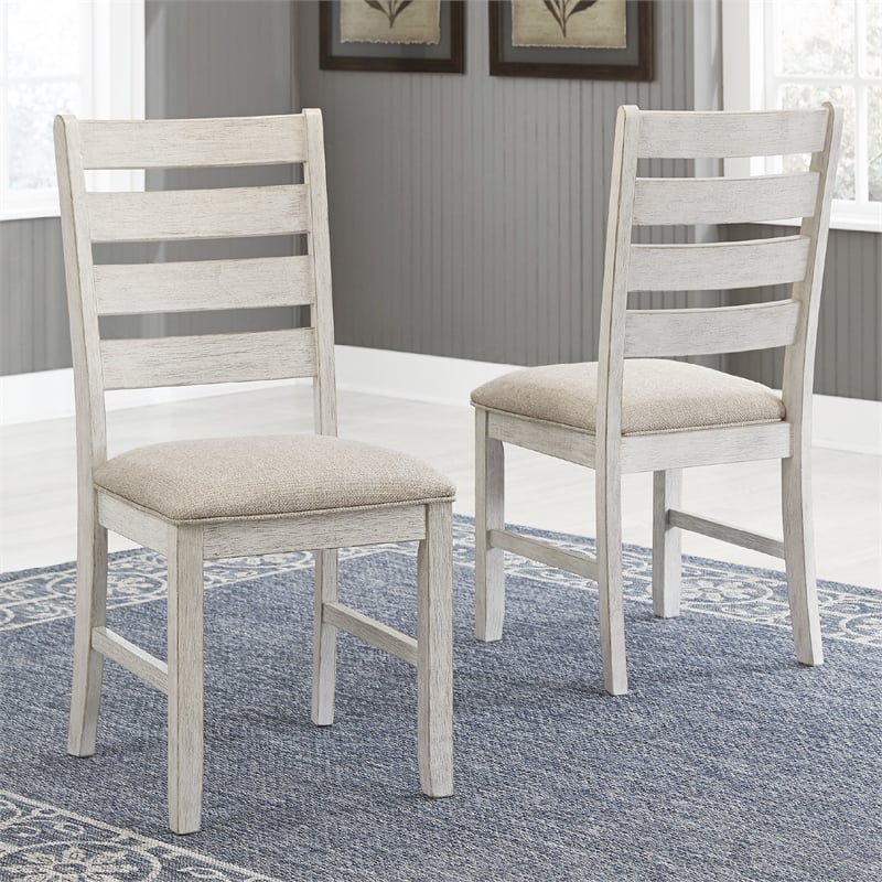 Bowery Hill 5-Piece Dining Set of Table and 4 Chairs in White and Light Brown