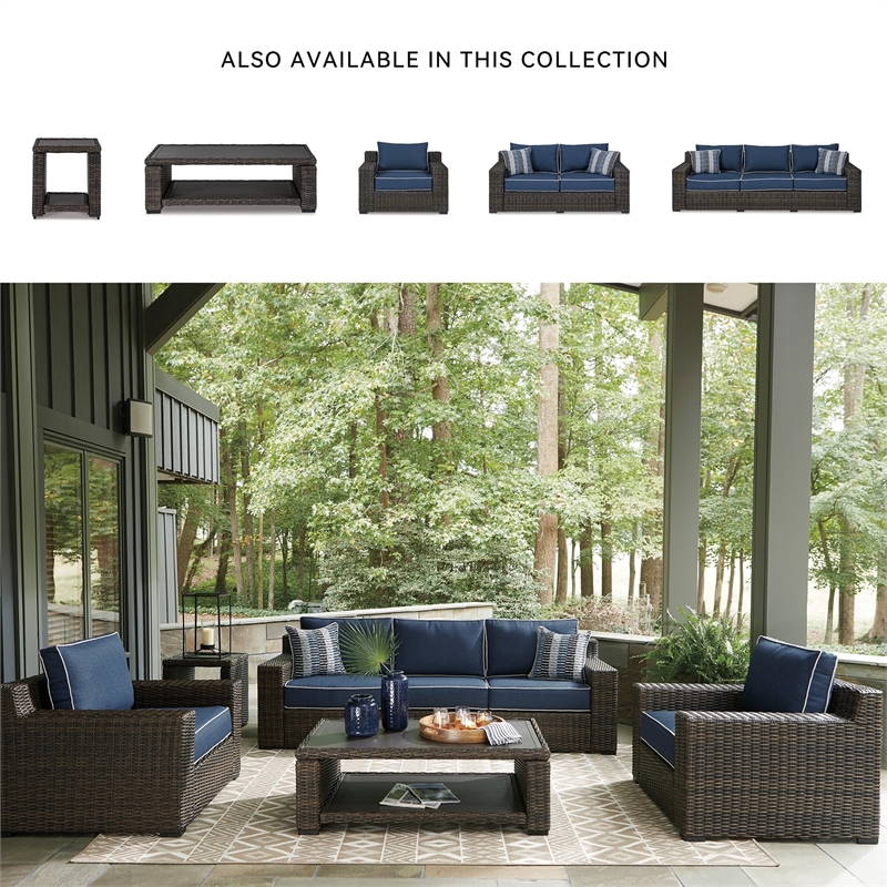 Bowery Hill Outdoor 3-Piece Table Set in Brown Resin Wicker