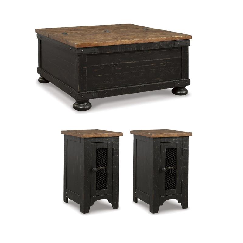 Bowery Hill Coffee Table and 2 End Tables Set in Black & Brown