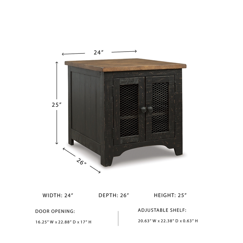 Bowery Hill Rustic Farmhouse Coffee Table & End Table Set in Black &Brown