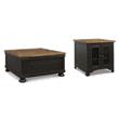 Bowery Hill Rustic Farmhouse Coffee Table & End Table Set in Black &Brown