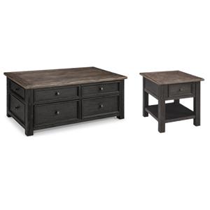 Bowery Hill 2-Piece Coffee & End Table Set in Gray & Brown