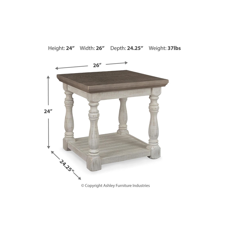 Bowery Hill 2-Piece Farmhouse Coffee & End Table Set in Gray & White