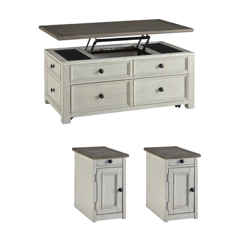 Bowery Hill 3-Piece Set of 2 End Tables & Lift-Top Cocktail Table