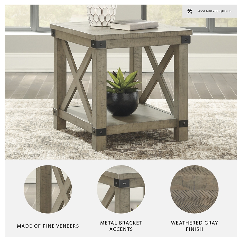 Bowery Hill Coffee Table & End Table Set in Weathered Gray