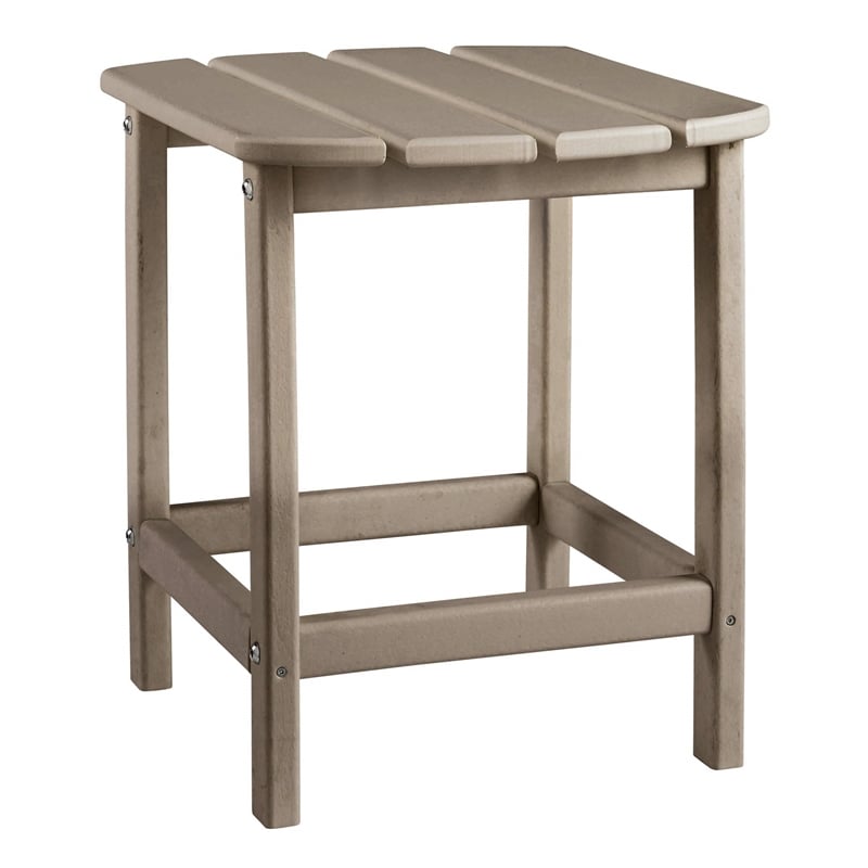Bowery Hill Outdoor Set of Grayish Brown End Table & Adirondack Chair