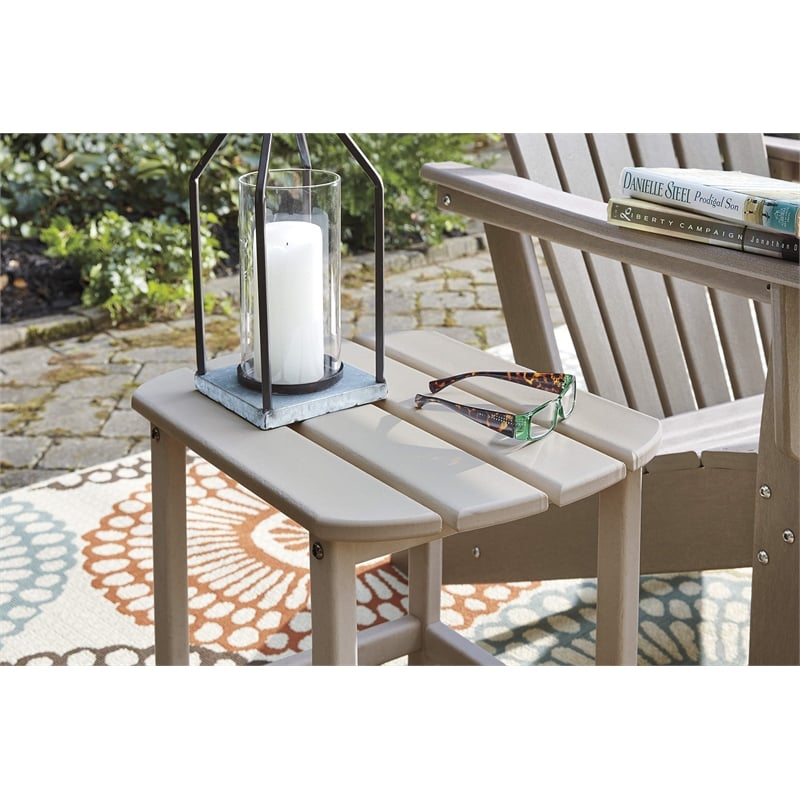 Bowery Hill Outdoor Set of Grayish Brown End Table & Adirondack Chair
