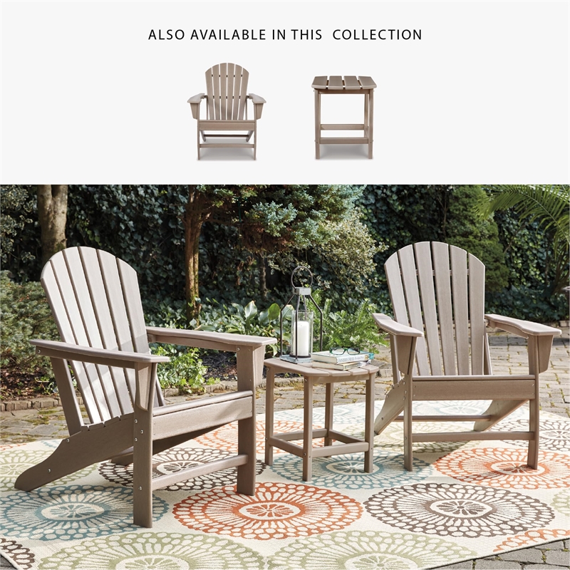 Bowery Hill Outdoor Set of Grayish Brown End Table & Adirondack Chair