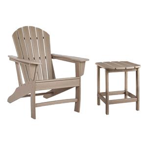 Bowery Hill Outdoor Set of Grayish Brown End Table & Adirondack Chair