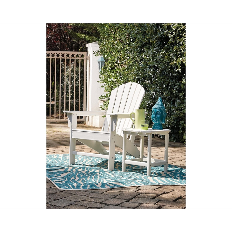 Bowery Hill 3-Piece Outdoor Set of Adirondack Chairs & End Table in White