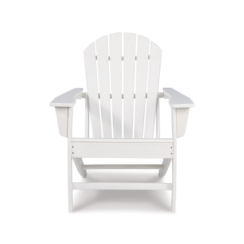 Bowery Hill 3-Piece Outdoor Set of Adirondack Chairs & End Table in White
