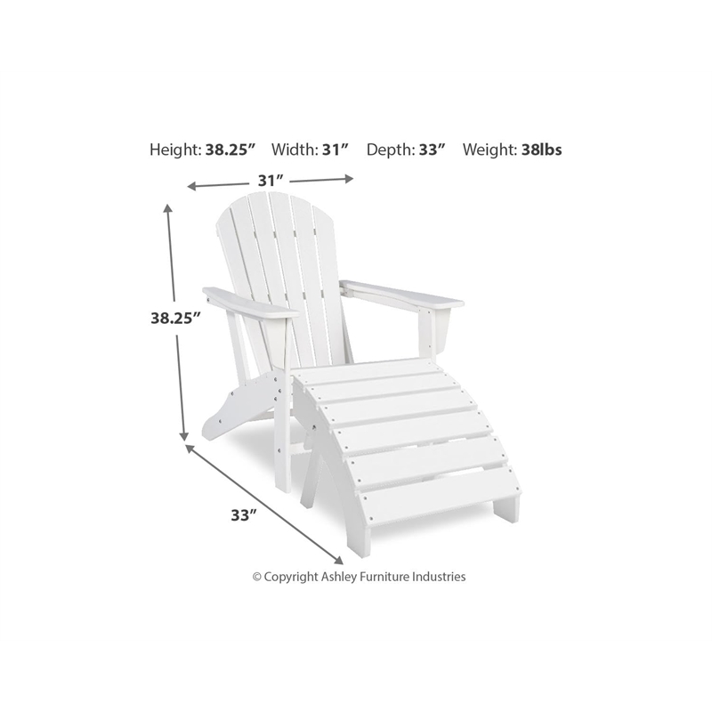 Bowery Hill 3-Piece Outdoor Set of Adirondack Chairs & End Table in White