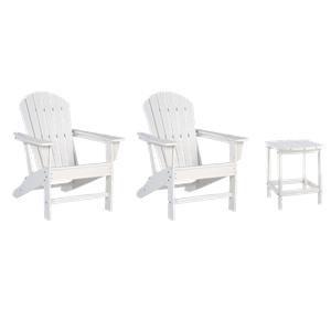 Bowery Hill 3-Piece Outdoor Set of Adirondack Chairs & End Table in White